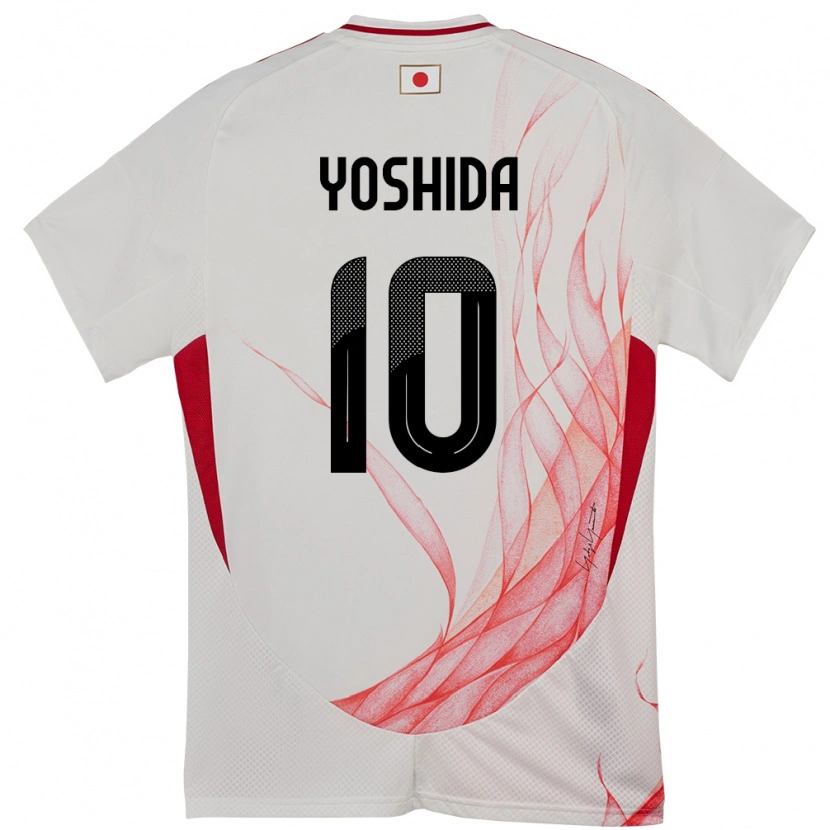 Danxen Enfant Maillot Japon Minato Yoshida #10 Blanc Tenues Extérieur 24-26 T-Shirt