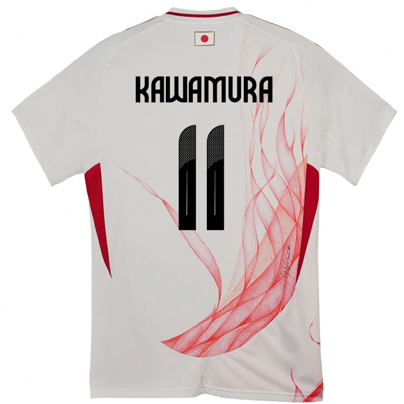 Danxen Enfant Maillot Japon Gakuto Kawamura #11 Blanc Tenues Extérieur 24-26 T-Shirt