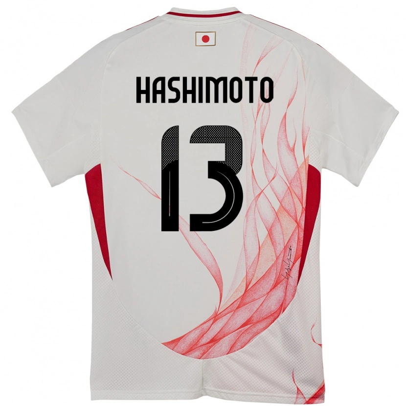 Danxen Enfant Maillot Japon Riku Hashimoto #13 Blanc Tenues Extérieur 24-26 T-Shirt