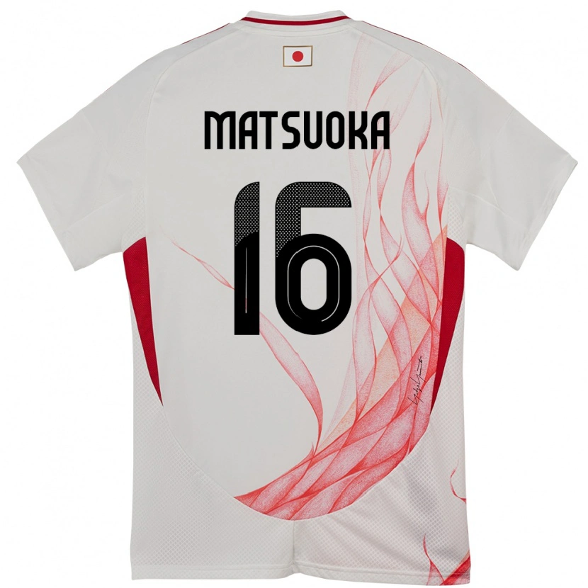 Danxen Enfant Maillot Japon Daiki Matsuoka #16 Blanc Tenues Extérieur 24-26 T-Shirt