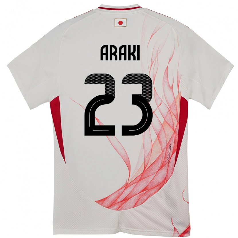 Danxen Enfant Maillot Japon Rui Araki #23 Blanc Tenues Extérieur 24-26 T-Shirt