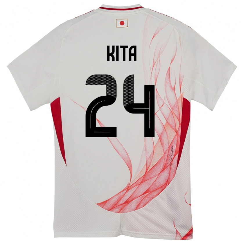 Danxen Enfant Maillot Japon Kazunari Kita #24 Blanc Tenues Extérieur 24-26 T-Shirt