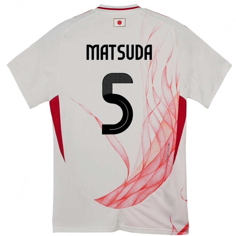 Danxen Enfant Maillot Japon Hayate Matsuda #5 Blanc Tenues Extérieur 24-26 T-Shirt
