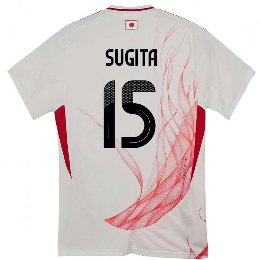 Danxen Enfant Maillot Japon Hina Sugita #15 Blanc Tenues Extérieur 24-26 T-Shirt