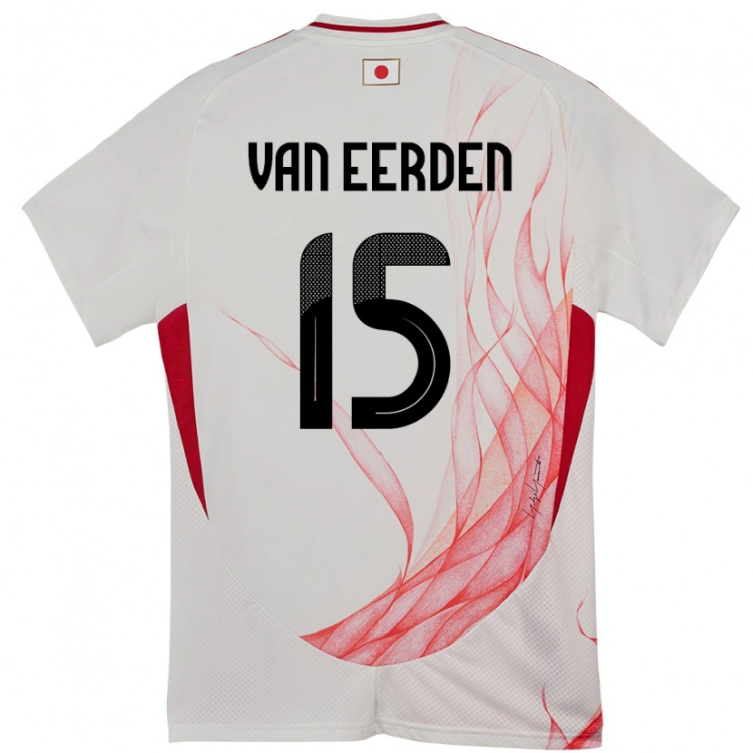 Danxen Enfant Maillot Japon Shawn Van Eerden #15 Blanc Tenues Extérieur 24-26 T-Shirt