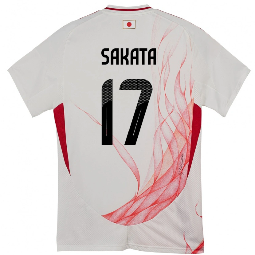 Danxen Enfant Maillot Japon Reiya Sakata #17 Blanc Tenues Extérieur 24-26 T-Shirt