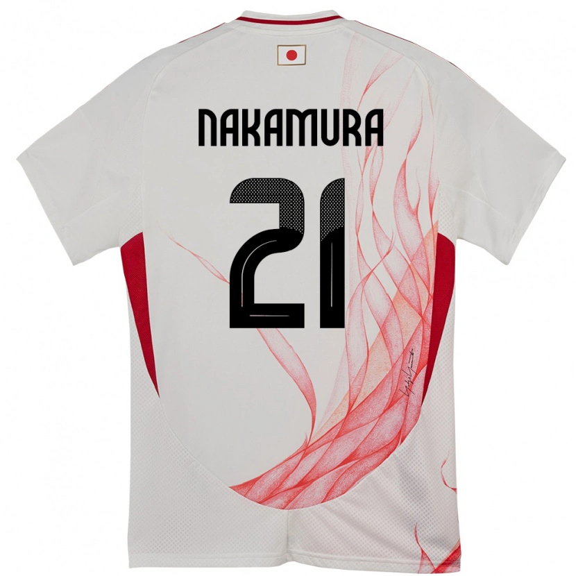 Danxen Enfant Maillot Japon Jiro Nakamura #21 Blanc Tenues Extérieur 24-26 T-Shirt