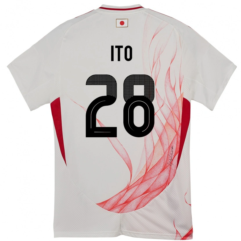Danxen Enfant Maillot Japon Hiroki Ito #28 Blanc Tenues Extérieur 24-26 T-Shirt