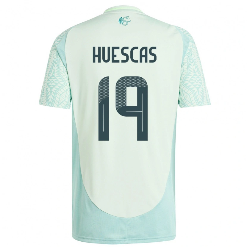 Danxen Enfant Maillot Mexique Rodrigo Huescas #19 Lin Vert Tenues Extérieur 24-26 T-Shirt