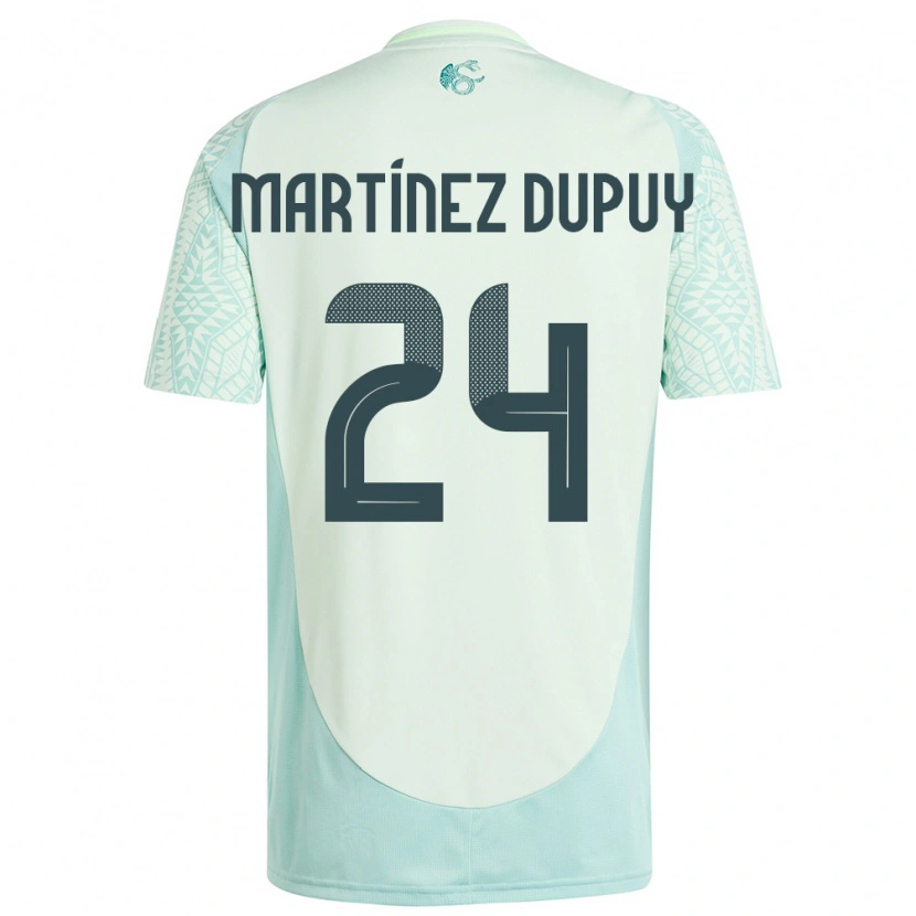 Danxen Enfant Maillot Mexique Luca Martínez Dupuy #24 Lin Vert Tenues Extérieur 24-26 T-Shirt