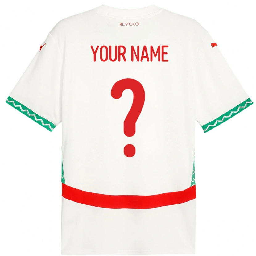 Danxen Enfant Maillot Maroc Votre Nom #0 Blanc Tenues Extérieur 24-26 T-Shirt