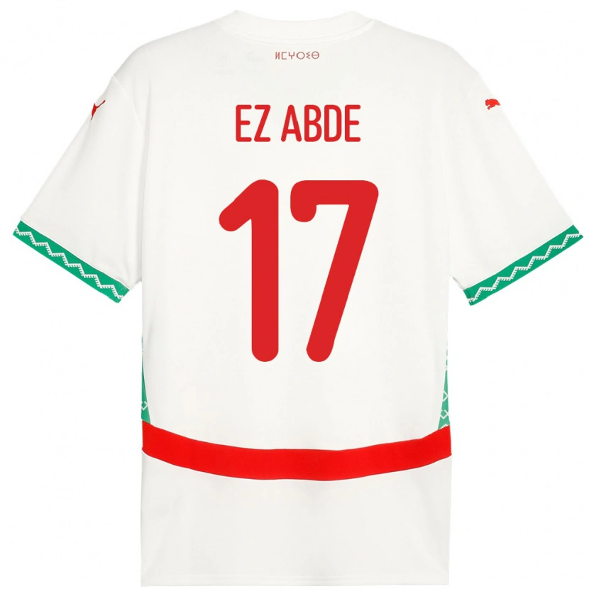 Danxen Enfant Maillot Maroc Abde Ezzalzouli #17 Blanc Tenues Extérieur 24-26 T-Shirt