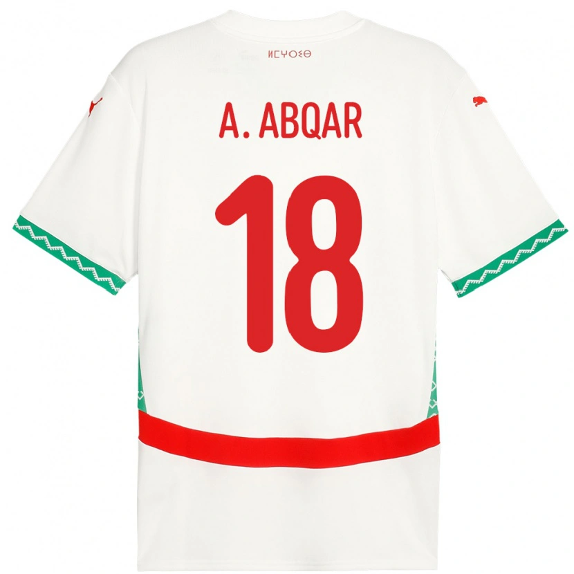 Danxen Enfant Maillot Maroc Abdel Abqar #18 Blanc Tenues Extérieur 24-26 T-Shirt