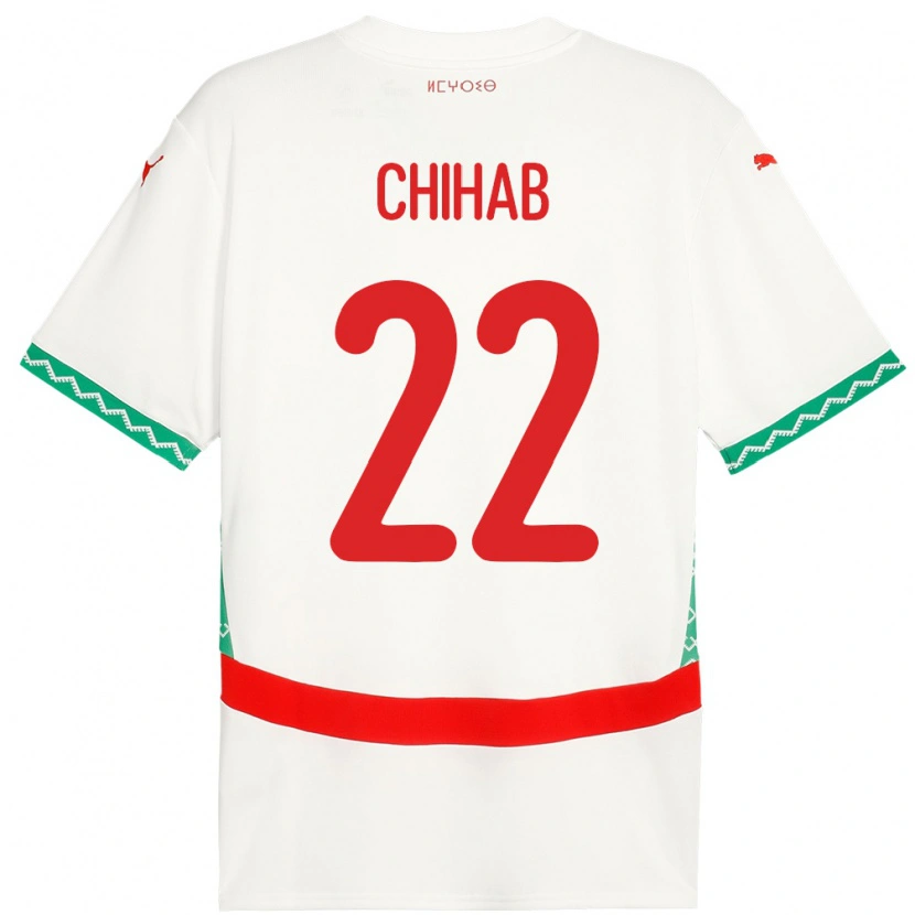 Danxen Enfant Maillot Maroc Salaheddine Chihab #22 Blanc Tenues Extérieur 24-26 T-Shirt