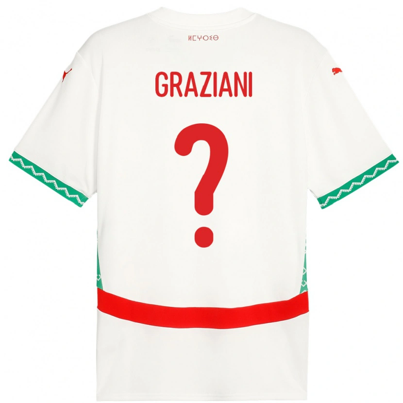 Danxen Enfant Maillot Maroc Kelyan Graziani #0 Blanc Tenues Extérieur 24-26 T-Shirt