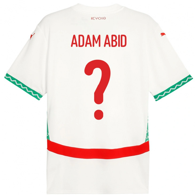 Danxen Enfant Maillot Maroc Mohamed Adam Abid #0 Blanc Tenues Extérieur 24-26 T-Shirt
