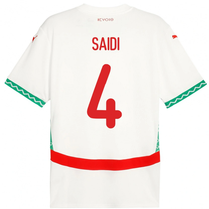 Danxen Enfant Maillot Maroc Obaid Saidi #4 Blanc Tenues Extérieur 24-26 T-Shirt