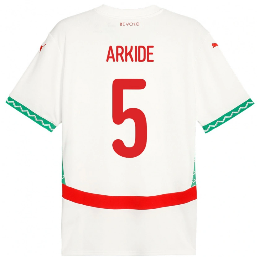 Danxen Enfant Maillot Maroc Abderahmane Arkide #5 Blanc Tenues Extérieur 24-26 T-Shirt
