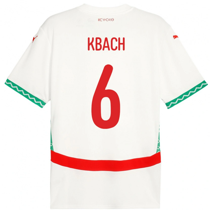 Danxen Enfant Maillot Maroc Hamza Kbach #6 Blanc Tenues Extérieur 24-26 T-Shirt