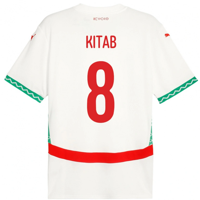 Danxen Enfant Maillot Maroc Bachir Kitab #8 Blanc Tenues Extérieur 24-26 T-Shirt