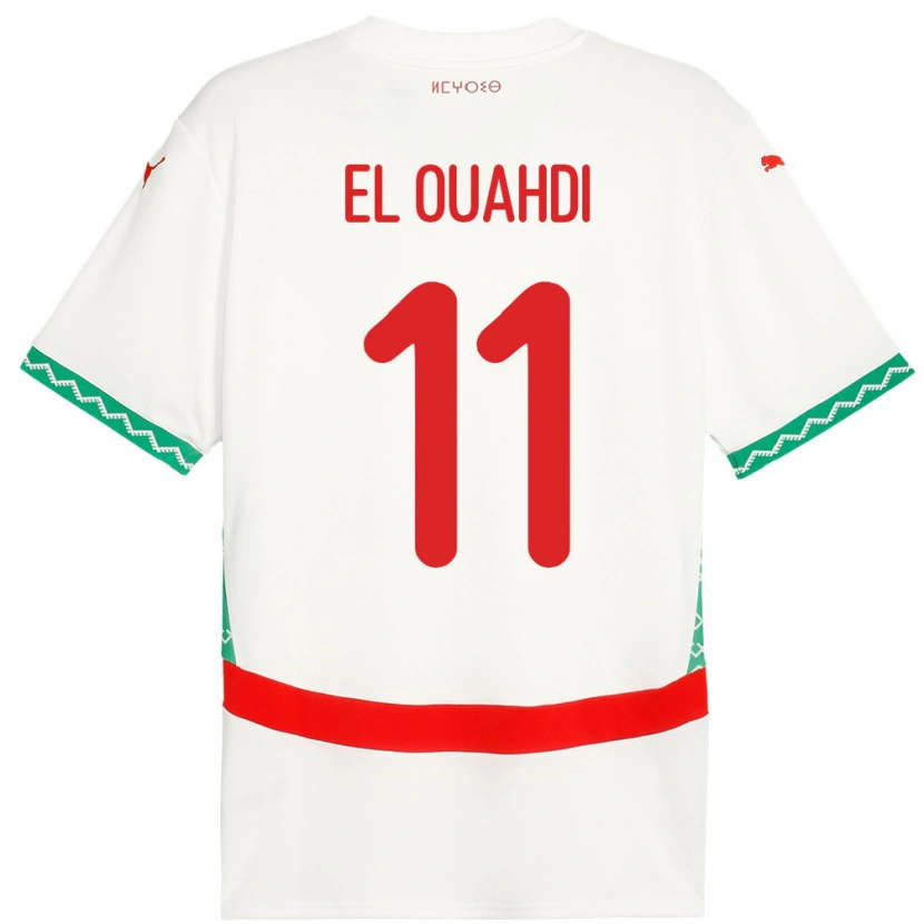 Danxen Enfant Maillot Maroc Zakaria El Ouahdi #11 Blanc Tenues Extérieur 24-26 T-Shirt
