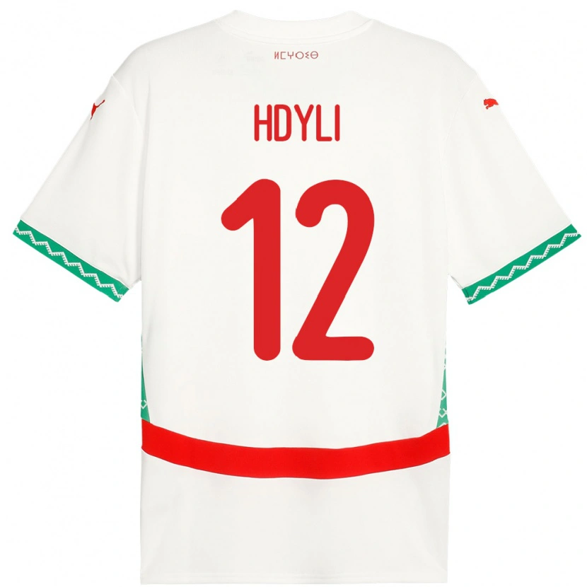 Danxen Enfant Maillot Maroc Ayoub Hdyli #12 Blanc Tenues Extérieur 24-26 T-Shirt