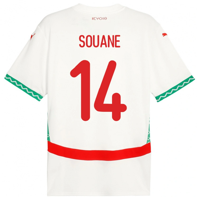 Danxen Enfant Maillot Maroc Amine Souane #14 Blanc Tenues Extérieur 24-26 T-Shirt