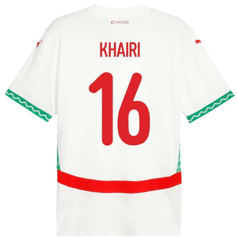 Danxen Enfant Maillot Maroc Ayoub Khairi #16 Blanc Tenues Extérieur 24-26 T-Shirt