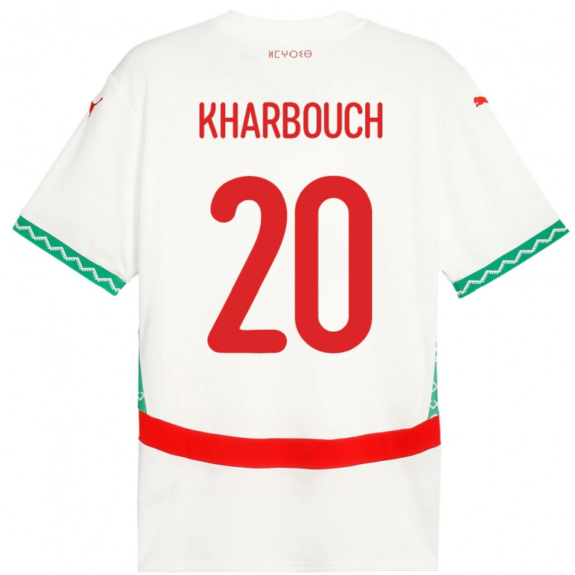 Danxen Enfant Maillot Maroc Yahya Kharbouch #20 Blanc Tenues Extérieur 24-26 T-Shirt