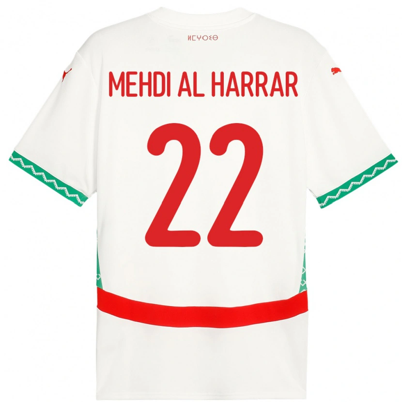 Danxen Enfant Maillot Maroc El Mehdi Al Harrar #22 Blanc Tenues Extérieur 24-26 T-Shirt