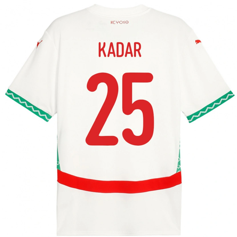 Danxen Enfant Maillot Maroc Nawfel-Abdelkader Kadar #25 Blanc Tenues Extérieur 24-26 T-Shirt