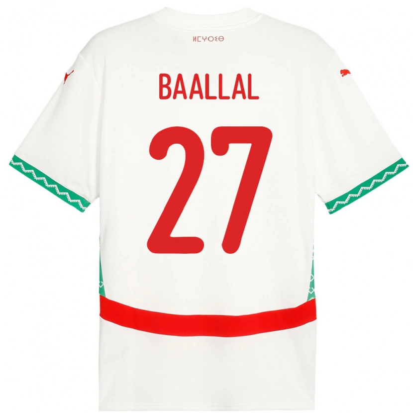 Danxen Enfant Maillot Maroc Adam Baallal #27 Blanc Tenues Extérieur 24-26 T-Shirt