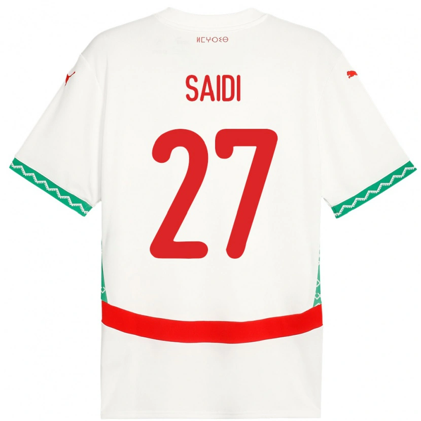 Danxen Enfant Maillot Maroc Yahya Saidi #27 Blanc Tenues Extérieur 24-26 T-Shirt