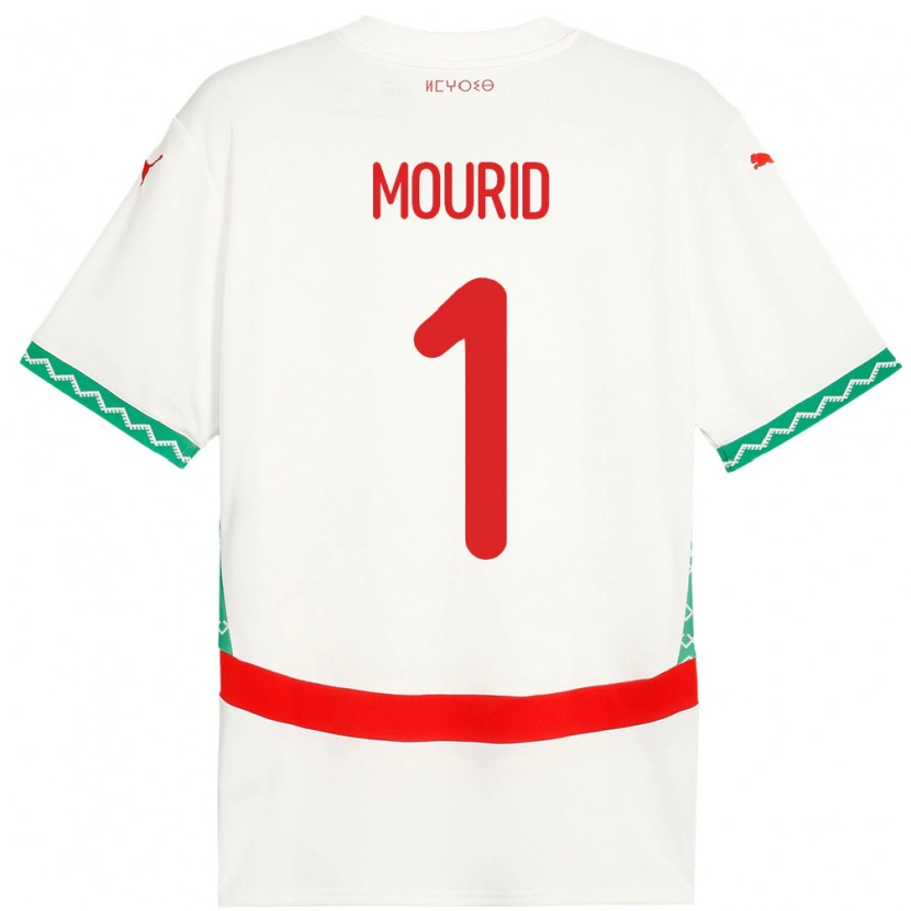 Danxen Enfant Maillot Maroc Taha Mourid #1 Blanc Tenues Extérieur 24-26 T-Shirt