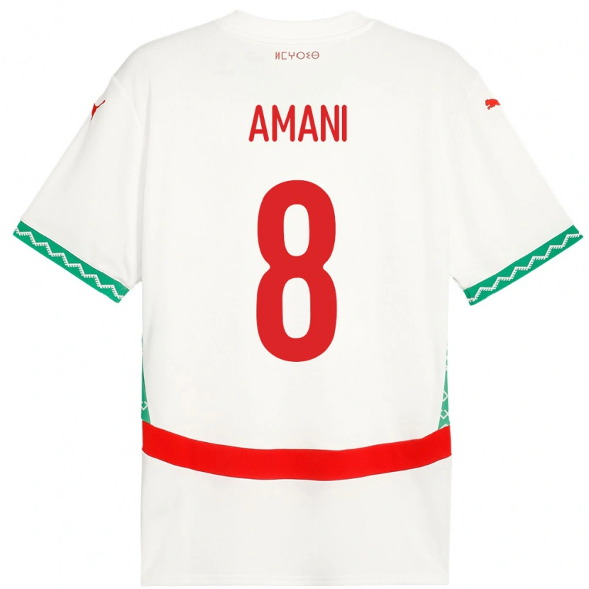 Danxen Enfant Maillot Maroc Salma Amani #8 Blanc Tenues Extérieur 24-26 T-Shirt