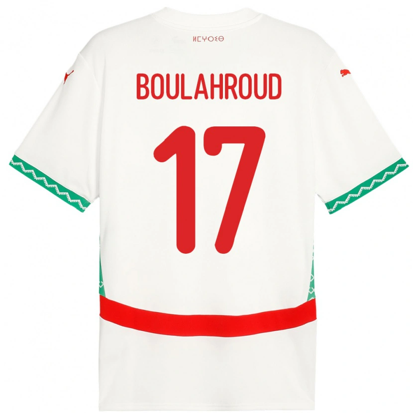 Danxen Enfant Maillot Maroc Charaf Eddine Boulahroud #17 Blanc Tenues Extérieur 24-26 T-Shirt
