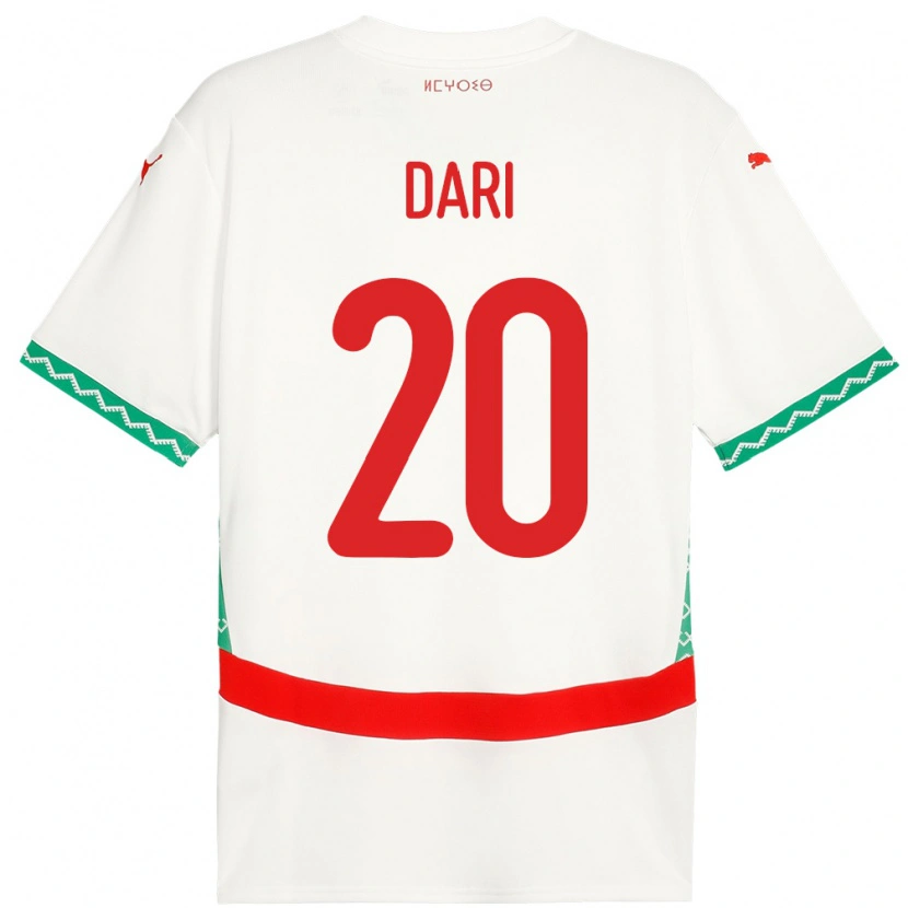 Danxen Enfant Maillot Maroc Achraf Dari #20 Blanc Tenues Extérieur 24-26 T-Shirt