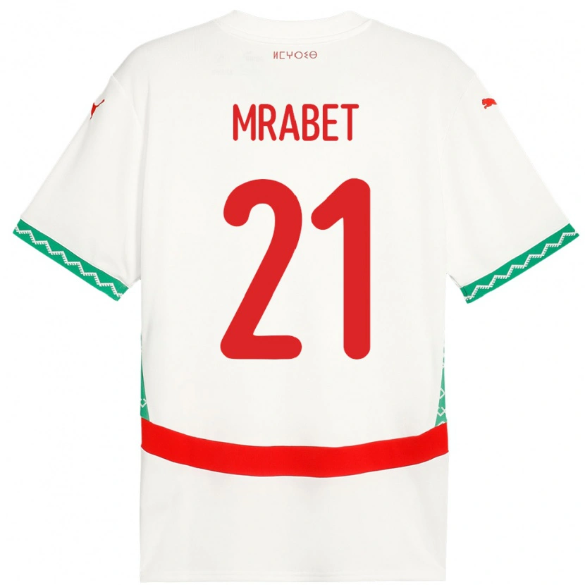 Danxen Enfant Maillot Maroc Yasmin Mrabet #21 Blanc Tenues Extérieur 24-26 T-Shirt