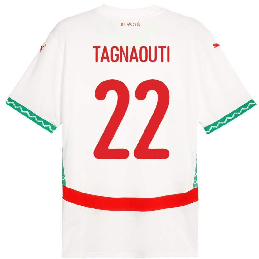 Danxen Enfant Maillot Maroc Ahmed Reda Tagnaouti #22 Blanc Tenues Extérieur 24-26 T-Shirt