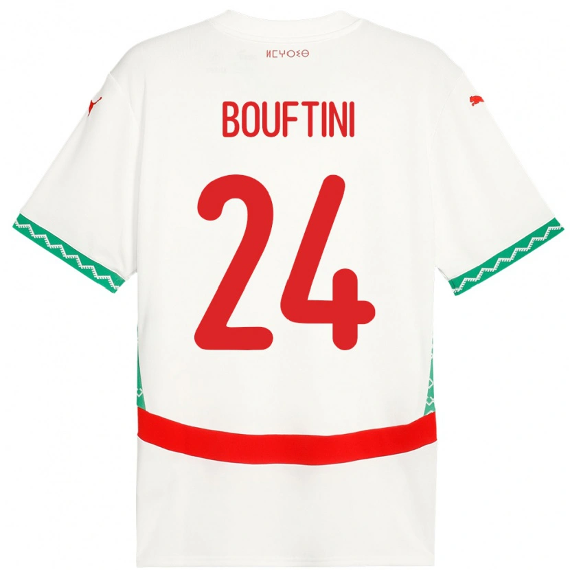 Danxen Enfant Maillot Maroc Sofia Bouftini #24 Blanc Tenues Extérieur 24-26 T-Shirt