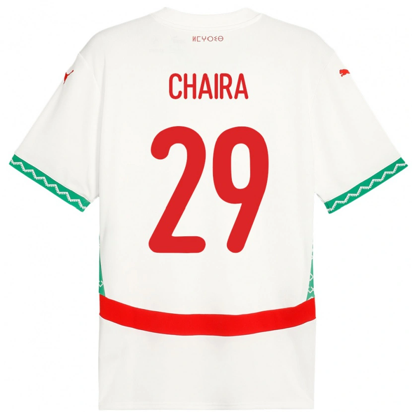 Danxen Enfant Maillot Maroc Ilyas Chaira #29 Blanc Tenues Extérieur 24-26 T-Shirt