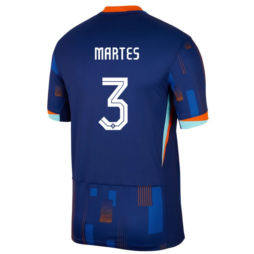 Danxen Enfant Maillot Pays-Bas Lushendry Martes #3 Bleu Tenues Extérieur 24-26 T-Shirt
