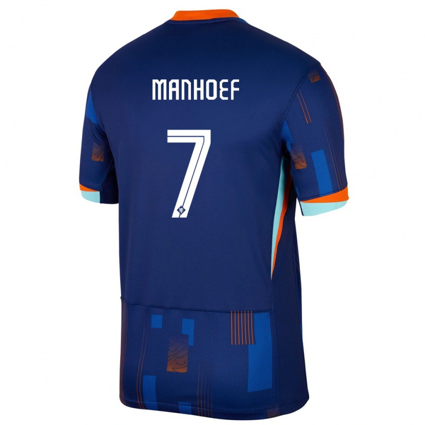 Danxen Enfant Maillot Pays-Bas Million Manhoef #7 Bleu Tenues Extérieur 24-26 T-Shirt
