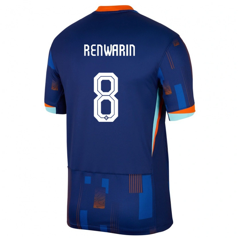 Danxen Enfant Maillot Pays-Bas Givaro Renwarin #8 Bleu Tenues Extérieur 24-26 T-Shirt