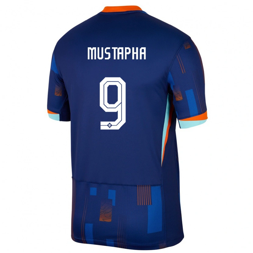 Danxen Enfant Maillot Pays-Bas Jesaja Mustapha #9 Bleu Tenues Extérieur 24-26 T-Shirt