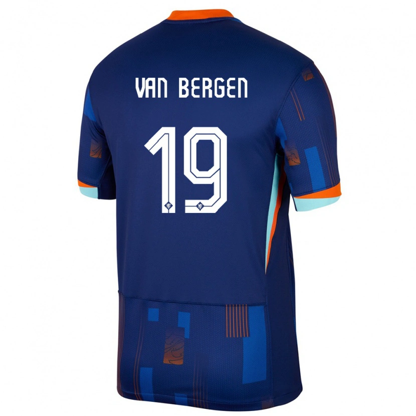 Danxen Enfant Maillot Pays-Bas Thom Van Bergen #19 Bleu Tenues Extérieur 24-26 T-Shirt