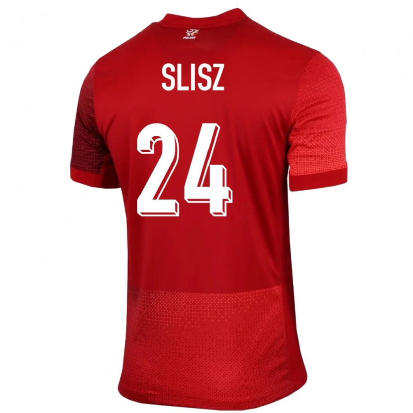 Danxen Enfant Maillot Pologne Bartosz Slisz #24 Rouge Tenues Extérieur 24-26 T-Shirt