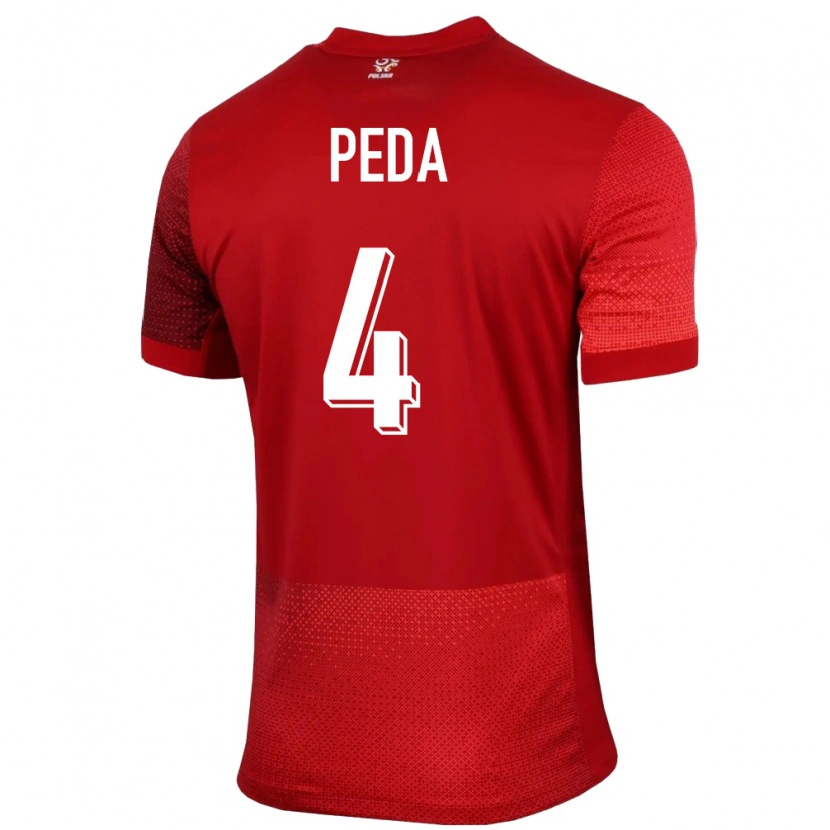 Danxen Enfant Maillot Pologne Patryk Peda #4 Rouge Tenues Extérieur 24-26 T-Shirt