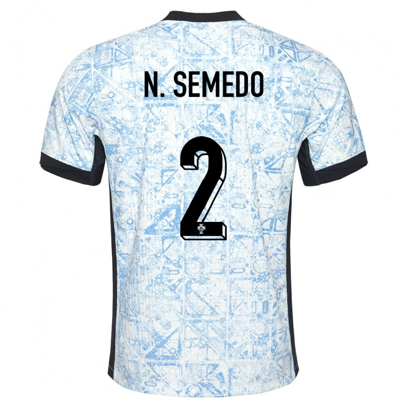 Danxen Enfant Maillot Portugal Nélson Semedo #2 Bleu Crème Tenues Extérieur 24-26 T-Shirt