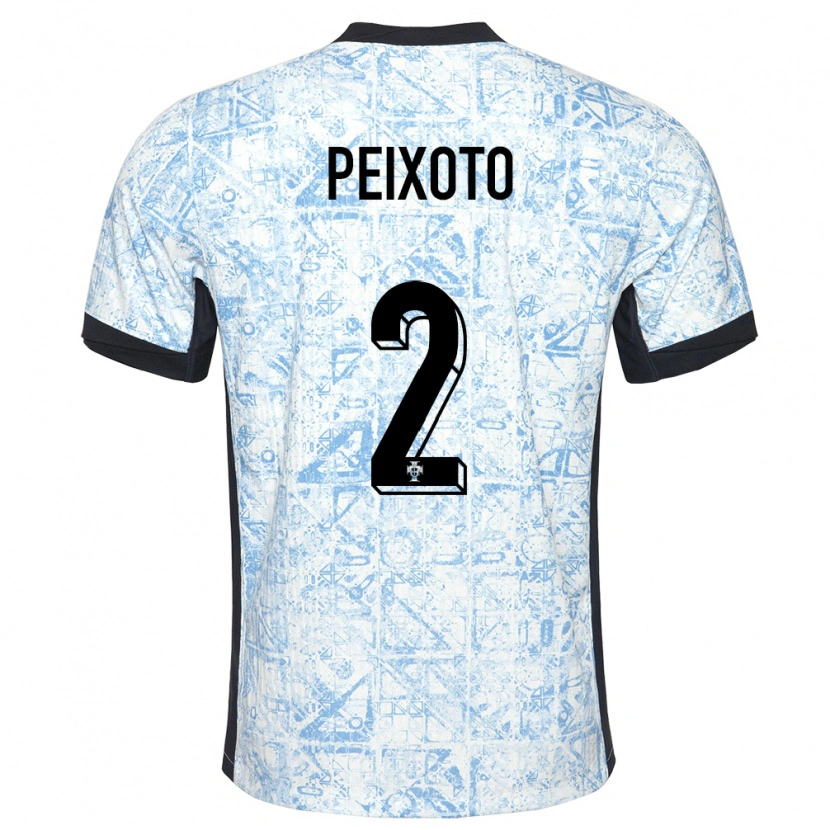 Danxen Enfant Maillot Portugal Guilherme Peixoto #2 Bleu Crème Tenues Extérieur 24-26 T-Shirt
